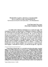 Tradición clásica, política y humanismo en la Castilla del Cuatrocientos. Las glosas de Alonso de Cartagena a "De providentia" / Luis Fernández Gallardo | Biblioteca Virtual Miguel de Cervantes