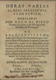 Obras varias al real palacio del Bven Retiro... / Manuel de Gallegos | Biblioteca Virtual Miguel de Cervantes