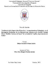 Incidencia de la Supervisión Educativa y Acompañamiento Pedagógico en el Desempeño Profesional de los Docentes que laboran en la Escuela Normal Mixta "Matilde Córdova de Suazo" de la ciudad de Trujillo, departamento de Colón / Orlyn Alexandre Erazo Juárez | Biblioteca Virtual Miguel de Cervantes