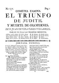 Comedia famosa. El triunfo de Judith, y muerte de Olofernes / de D. Juan de Vera Tassis y Villarroel | Biblioteca Virtual Miguel de Cervantes