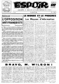 Espoir : Organe de la VIª Union régionale de la C.N.T.F. Num. 134, 26 juillet 1964 | Biblioteca Virtual Miguel de Cervantes