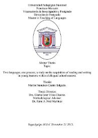 Two languages, one process; a study on the acquisition of reading and writing in young learners within a bilingual school context / Marlin Francisco Castro Salgado | Biblioteca Virtual Miguel de Cervantes