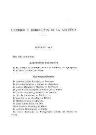 Noticias. Boletín de la Real Academia de la Historia, tomo 1 (1877). Cuaderno V. Acuerdos y discusiones de la Academia | Biblioteca Virtual Miguel de Cervantes