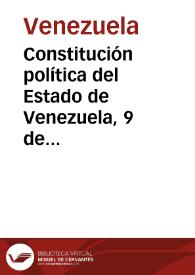 Constitución política del Estado de Venezuela, 9 de julio de 1931 | Biblioteca Virtual Miguel de Cervantes