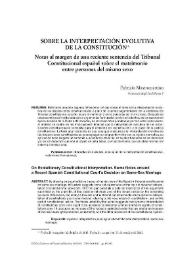 Sobre la interpretación evolutiva de la constitución. Notas al margen de una reciente sentencia del Tribunal Constitucional español sobre el matrimonio entre personas del mismo sexo / Fabrizio Mastromartino | Biblioteca Virtual Miguel de Cervantes