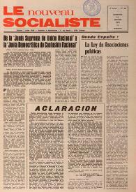 Le Nouveau Socialiste. 4e Année, numéro 66, mercredi 15 janvier 1975 | Biblioteca Virtual Miguel de Cervantes