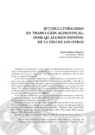 Interculturalidad en la traducción audiovisual: doblaje alemán-español de "La vida de los otros" / Marta Estévez Pequeño | Biblioteca Virtual Miguel de Cervantes