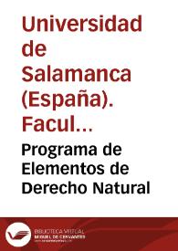 Programa de Elementos de Derecho Natural | Biblioteca Virtual Miguel de Cervantes