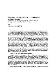 Nuevas apostillas de lexicografía hispanoárabe (al margen del "Diccionari etimològic i complementari de la llengua catalana", de Joan Coromines) / Federico Corriente | Biblioteca Virtual Miguel de Cervantes