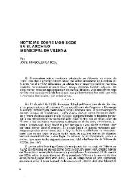 Noticias sobre moriscos en el Archivo Municipal de Villena / José María Soler García | Biblioteca Virtual Miguel de Cervantes