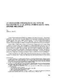 La excavación arqueológica del patio de San Martín de la Aljafería (febrero-mayo 1985): informe preliminar / por Juan A. Souto | Biblioteca Virtual Miguel de Cervantes