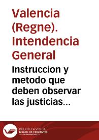 Instruccion y metodo que deben observar las justicias de los pueblos del Reyno de Valencia para la composicion de caminos reales y particulares a fin de lograr su perfeccion y permanencia en lo venidero [Texto impreso] | Biblioteca Virtual Miguel de Cervantes