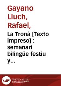 La Tronà [Texto impreso] : semanari bilingüe festiu y lliterari. Año X Época III Número 247 - 6 marzo 1904 | Biblioteca Virtual Miguel de Cervantes