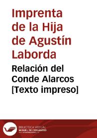 Relación del Conde Alarcos [Texto impreso] | Biblioteca Virtual Miguel de Cervantes