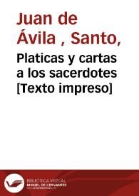 Platicas y cartas a los sacerdotes | Biblioteca Virtual Miguel de Cervantes