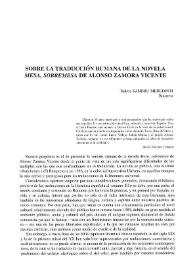 Sobre la traducción rumana de la novela "Mesa, sobremesa" de Alonso Zamora Vicente / Tudora Şandru Mehedinţi | Biblioteca Virtual Miguel de Cervantes