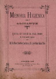 Memoria Higiénica de Alicante. Escrita en virtud de Real Orden de 20 de Marzo de 1894 / por Esteban Sánchez Santana y José Guardiola Picó | Biblioteca Virtual Miguel de Cervantes