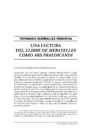 Una lectura del "Llibre de meravelles" como "Ars praedicandi" / Fernando Domínguez Reboiras | Biblioteca Virtual Miguel de Cervantes