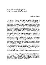 Innovaciones estructurales en la poética de Elsa Wiezell / Lourdes E. Espínola | Biblioteca Virtual Miguel de Cervantes