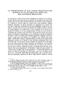  La persistencia de los temas medievales de Europa en la literatura popular del nordeste brasileño  / Raymond Cantel | Biblioteca Virtual Miguel de Cervantes