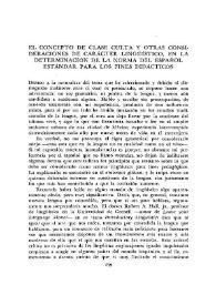  El concepto de clase culta y otras consideraciones de carácter lingüístico, en la determinación de la norma del español estándar para los fines didácticos  / Francisco L. Gaona | Biblioteca Virtual Miguel de Cervantes