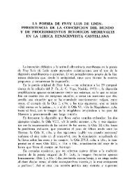 La poesía de Fray Luis de León: persistencia de la concepción del mundo y de procedimientos retóricos medievales en la lírica renacentista castellana / Germán Orduna | Biblioteca Virtual Miguel de Cervantes