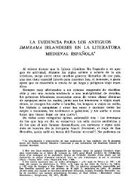 La evidencia para los antiguos "ímmrama" irlandeses en la literatura medieval española  / Richard P. Kinkade | Biblioteca Virtual Miguel de Cervantes