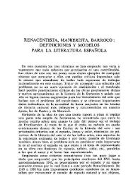 Renacentista, manierista, barroco: definiciones y modelos para la literatura española / A. David Kossoff | Biblioteca Virtual Miguel de Cervantes