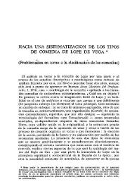 Hacia una sistematización de los tipos de comedia de Lope de Vega  / Frida Weber de Kurlat | Biblioteca Virtual Miguel de Cervantes