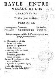 Bayle entremesado de Los carreteros / De Don Juan de Matos | Biblioteca Virtual Miguel de Cervantes