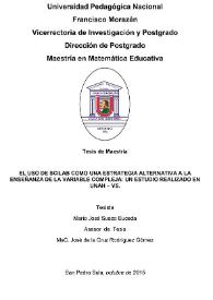 El uso de SCILAB como una estrategia alternativa a la enseñanza de la variable compleja: un estudio realizado en UNAH - VS / Mario José Suazo Euceda; asesor de Tesis José de la Cruz Rodríguez Gómez | Biblioteca Virtual Miguel de Cervantes