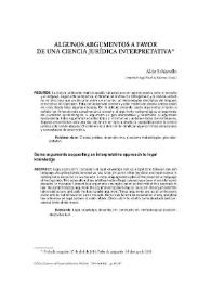 Algunos argumentos a favor de una ciencia jurídica interpretativa / Aldo Schiavello; traducción de Lucía Aparicio Chofré | Biblioteca Virtual Miguel de Cervantes