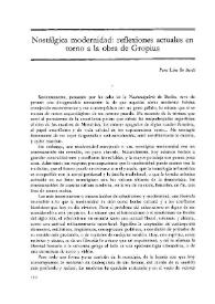 Nostálgica modernidad: reflexiones actuales en torno a la obra de Gropius / Eduardo Subirats | Biblioteca Virtual Miguel de Cervantes