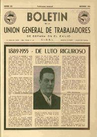 U.G.T. : Boletín de la Unión General de Trabajadores de España en Francia. Núm. 133, noviembre de 1955 | Biblioteca Virtual Miguel de Cervantes