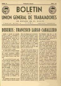 U.G.T. : Boletín de la Unión General de Trabajadores de España en Francia. Núm. 149, marzo de 1957 | Biblioteca Virtual Miguel de Cervantes