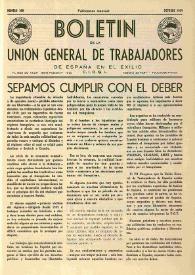 U.G.T. : Boletín de la Unión General de Trabajadores de España en Francia. Núm. 180, octubre de 1959 | Biblioteca Virtual Miguel de Cervantes