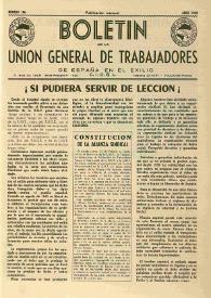 U.G.T. : Boletín de la Unión General de Trabajadores de España en Francia. Núm. 186, abril de 1960 | Biblioteca Virtual Miguel de Cervantes