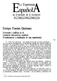 Economía y política en la transición democrática española (fundamentos y enseñanza de una experiencia) / Enrique Fuentes Quintana | Biblioteca Virtual Miguel de Cervantes