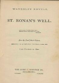 St. Ronan's Well / [Walter Scott] | Biblioteca Virtual Miguel de Cervantes