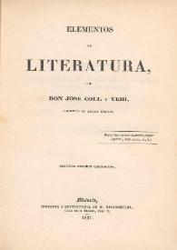 Elementos de literatura / por José Coll y Vehí | Biblioteca Virtual Miguel de Cervantes