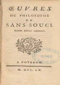 Oeuvres du philosophe de Sans-Souci / [Frederic P. R. de Prusse] | Biblioteca Virtual Miguel de Cervantes