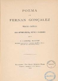 Poema de Fernan Gonçalez / texto crítico, con introducción, notas y glosario por C. Carroll Marden | Biblioteca Virtual Miguel de Cervantes