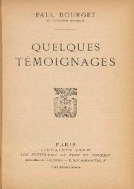 Quelques témoignages / Paul Bourget | Biblioteca Virtual Miguel de Cervantes