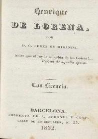 Henrique de Lorena / por G. Pérez de Miranda | Biblioteca Virtual Miguel de Cervantes