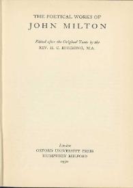 The poetical works of John Milton / edited afther the original texts by H. C. Beeching | Biblioteca Virtual Miguel de Cervantes