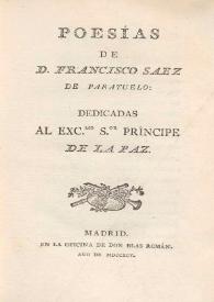 Poesías de Francisco Saez de Paratuelo | Biblioteca Virtual Miguel de Cervantes