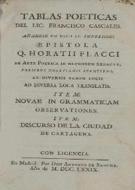 Tablas poeticas / del Lic. Francisco Cascales | Biblioteca Virtual Miguel de Cervantes