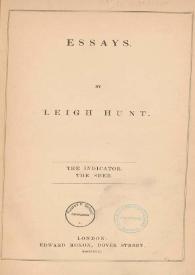 Essays / by Leigh Hunt | Biblioteca Virtual Miguel de Cervantes