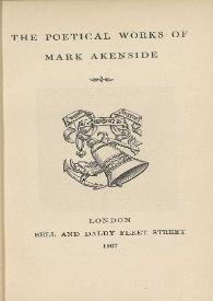 The poetical works of Mark Akenside | Biblioteca Virtual Miguel de Cervantes