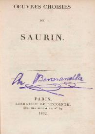 Oeuvres choisies de Saurin | Biblioteca Virtual Miguel de Cervantes